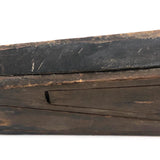 Curious Old Hand-carved Angled Two Compartment Slide Lid Box