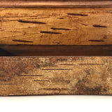 Pressed Birch Bark Antique Snuff Box with Child and Chickens