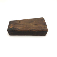 Curious Old Hand-carved Angled Two Compartment Slide Lid Box