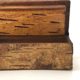 Pressed Birch Bark Antique Snuff Box with Child and Chickens