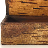 Pressed Birch Bark Antique Snuff Box with Child and Chickens