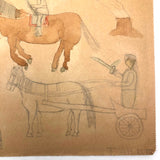 Arthur Tilo Alt Childhood Drawing of Medieval Battle Scene, Germany, WWII era