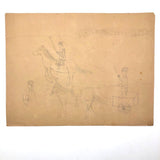 Arthur Tilo Alt Childhood Drawing of Medieval Battle Scene, Germany, WWII era