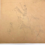 Arthur Tilo Alt Childhood Drawing of Medieval Battle Scene, Germany, WWII era