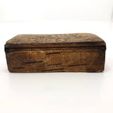 Pressed Birch Bark Antique Snuff Box with Child and Chickens