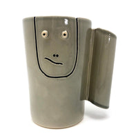 Rare, Curious Jerry Rosse, Greenwich Village, Pottery Mug with Face, c. 1950s