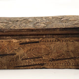 Pressed Birch Bark Antique Snuff Box with Child and Chickens