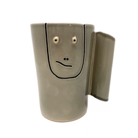 Rare, Curious Jerry Rosse, Greenwich Village, Pottery Mug with Face, c. 1950s
