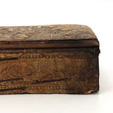 Pressed Birch Bark Antique Snuff Box with Child and Chickens