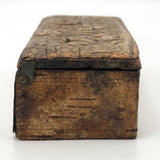 Pressed Birch Bark Antique Snuff Box with Child and Chickens