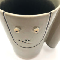 Rare, Curious Jerry Rosse, Greenwich Village, Pottery Mug with Face, c. 1950s