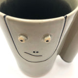 Rare, Curious Jerry Rosse, Greenwich Village, Pottery Mug with Face, c. 1950s