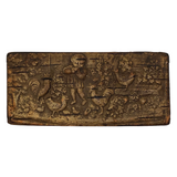 Pressed Birch Bark Antique Snuff Box with Child and Chickens