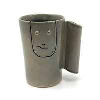 Rare, Curious Jerry Rosse, Greenwich Village, Pottery Mug with Face, c. 1950s