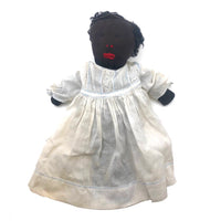 Beautiful Black Folk Art Stockinette Doll with Astrakhan Hair