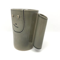 Rare, Curious Jerry Rosse, Greenwich Village, Pottery Mug with Face, c. 1950s