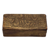 Pressed Birch Bark Antique Snuff Box with Child and Chickens