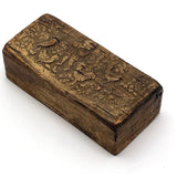 Pressed Birch Bark Antique Snuff Box with Child and Chickens