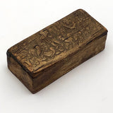 Pressed Birch Bark Antique Snuff Box with Child and Chickens