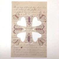Antique Cut and Woven Paper Hearts on Hand-written Letter