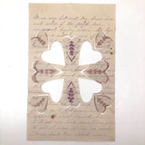 Antique Cut and Woven Paper Hearts on Hand-written Letter