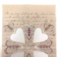 Antique Cut and Woven Paper Hearts on Hand-written Letter
