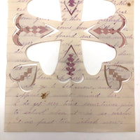 Antique Cut and Woven Paper Hearts on Hand-written Letter