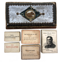 Victorian Papered Box with 19th Century Courting Cards and Authors Game