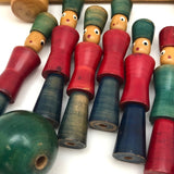 Italian Soldier Nine Pin Skittles Set on Rolling Cart, Made for B Altman