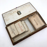 Victorian Papered Box with 19th Century Courting Cards and Authors Game
