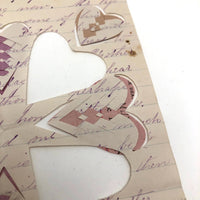 Antique Cut and Woven Paper Hearts on Hand-written Letter