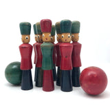Italian Soldier Nine Pin Skittles Set on Rolling Cart, Made for B Altman