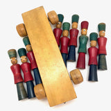 Italian Soldier Nine Pin Skittles Set on Rolling Cart, Made for B Altman