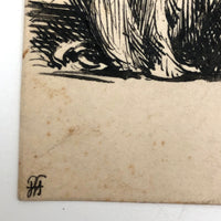 Victorian Era Pen and Ink Punch Magazine Cartoon Drawing