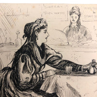 Victorian Era Pen and Ink Punch Magazine Cartoon Drawing