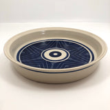 Handthrown Pottery Baking / Serving Dish with Blue and White Graphic Design