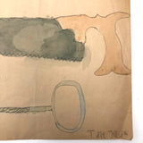 Tilo Alt, Saw and Eye Screw, Childhood Watercolor Drawing, German WW2 Era
