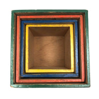 Impossible to Find Set of Four Colorful Vintage Nesting / Stacking Boxes