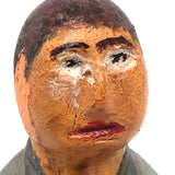 Wonderful Carved, Painted Folk Art Figure with Checkerboard