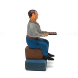 Wonderful Carved, Painted Folk Art Figure with Checkerboard