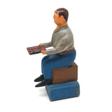 Wonderful Carved, Painted Folk Art Figure with Checkerboard