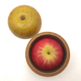 Lovely Pair of Old Turned and Painted Wooden Apples