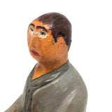 Wonderful Carved, Painted Folk Art Figure with Checkerboard