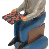 Wonderful Carved, Painted Folk Art Figure with Checkerboard