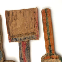 Happy Carved and Crayoned Little Wooden Shovels