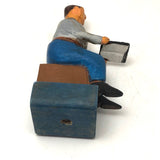 Wonderful Carved, Painted Folk Art Figure with Checkerboard