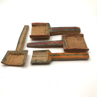 Happy Carved and Crayoned Little Wooden Shovels