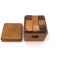 Lovely Mid-Century Puzzle Cube In Blonde Box with Peephole