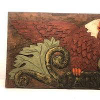 Vintage Relief Carved Folk Art American Eagle Plaque