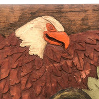 Vintage Relief Carved Folk Art American Eagle Plaque